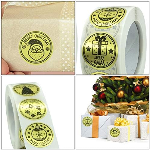 4 Ролка Коледни Етикети Самозалепващи Златни Етикети Опаковки Етикет На Коледна Украса, Подаръци Украса