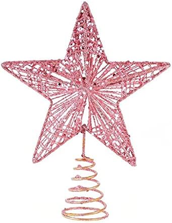 GFDFD 20 см Коледно Дърво Topper Звезда Изискан Iron Художествен Орнамент Красиво Дърво, пет звезден Topper за Коледа