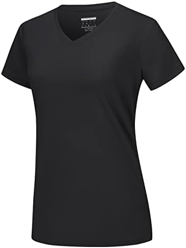 Дамски тениски TACVASEN UPF 50 +, Слънчеви Блузи с V-образно деколте и къс ръкав, бързо съхнещи Тениски за Разходки, Бягане, Тренировки