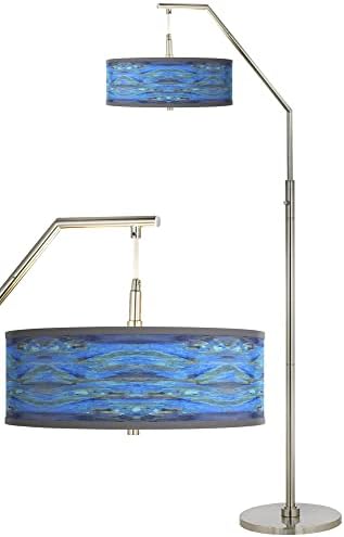 Лампион с принтом Giclée Glow Oceanside Синята Лампа с Модерен Дуговым Торшером