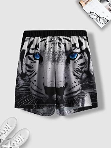 Мъжки дрехи LUBOSE от две части, Мъжки тениски и къси панталони с 3D принтом тигър (Цвят: черно-бял, Размер: Средно)