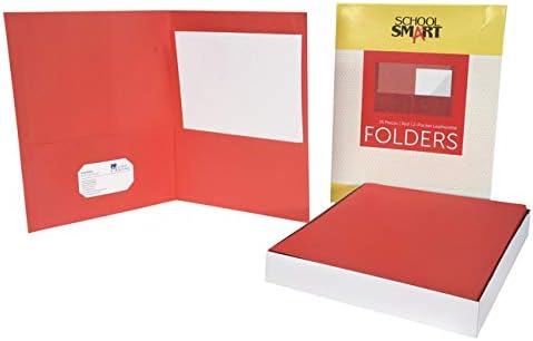 Много голяма папка School Smart с 2 джобове, червена, опаковка до 25 парчета