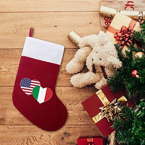 Американски Италиански Флаг, Коледни Чорапи, Коледна Елха, Висящи Чорапи за Камината, с Къси Плюшени Белезници, Украса за Дома Празнични