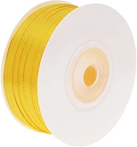 Nsilu 1/8 Широка двустранен полиестерен сатен лента, Непрекъсната жълта лента с дължина 100 метра, идеална за сватба, подарък опаковки, производство бантов и други проек