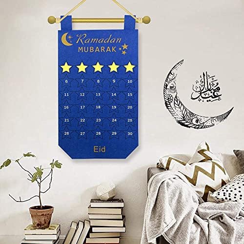 GUANGMING - 1 бр. Календар за обратно броене на Рамадан, мюсюлмански Войлочный Окачен календар с 30 джобове, лесен и приятен,