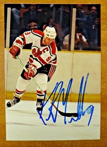 Кърк Мюлер е Подписал Снимка 3x5 Суперзвезда хокей на лед в Ню Джърси Дэвилз - Снимки на НХЛ с автограф