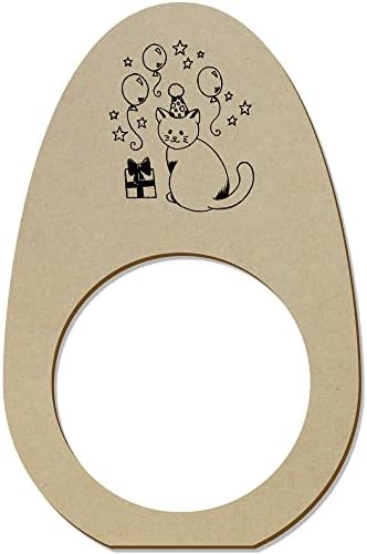 Azeeda 5 дървени Пръстени/Притежателите за салфетки Birthday Cat (NR00053992)