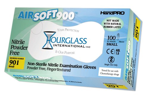 Нитриловая ръкавица Hourglass HandPRO AirSoft900, Разглеждането, Без прах, Дължина 240 мм, дебелина 0.07 mm, X-Small (10 кутии по 100 броя