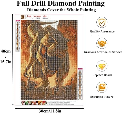 Miraclekoo 5D Динозавър, Диамантена живопис на Номерата, Определени за възрастни, Комплекти за диамантения изкуство, Пълна Тренировка,