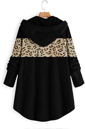 Basysin зимни палта за жени овче руно яке пуловер hoody с леопардовым принтом Лоскутная котка ухото на извънгабаритни и сака