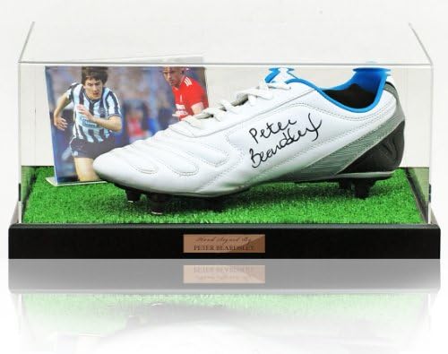Футболна обувка с автограф на Питър Биърдсли Нюкасъл Юнайтед НА АФТАЛЕ Снимка COA