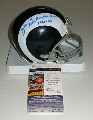 Мини-каска с автограф Рэмса Зика Братковски с / 1961-63 JSA AUTO с автографи на пакетиране - Мини-каски NFL с автограф