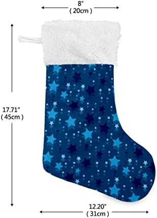 Коледни Чорапи Със Сини Звезди, Тъмно-бял Плюшен Маншет От Мерсеризованного Кадифе, Семейни Празници Персонализирани Големи Чорапи,