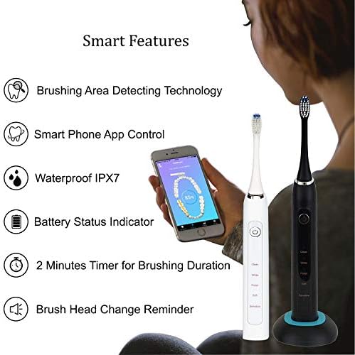 Акумулаторна електрическа четка за зъби Over The Sea Sonic Bluetooth – 5 режима за Управление на приложение – Интелигентен таймер