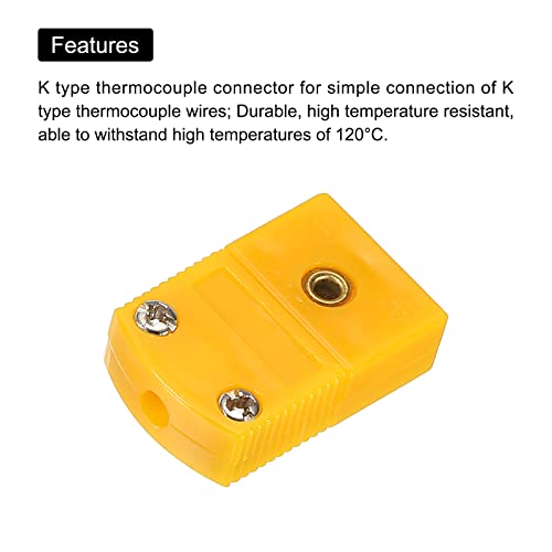 MECCANIXITY K Тип Термодвойка Тел Съединители Женски Включете Адаптера Висока Температура 120 ° C (248 ° F) за Сензор Термодвойка Сонда Оранжево