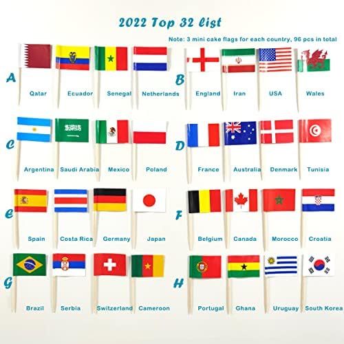 Флаг-клечка за Зъби на световното Първенство по футбол JBCD 2022 Мини-Малко Знаме на Световното първенство по футбол от 32 знамена за футболни