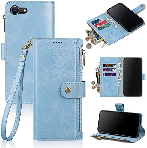 Antsturdy за iPhone 7/8 / SE 2020 г. (4.7 инча) Чанта-портфейл, Луксозен Защитен калъф-награда от изкуствена кожа с панти капак и каишка