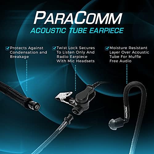 Влага акустична тръба ParaComm, работа на смени Катушечная слушалки за наблюдение с 2 слушалки със среден размер. Само за слушане