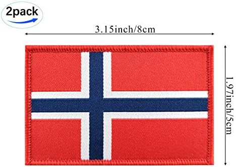 JBCD 2 Опаковки Нашивка с Флага на Норвегия Норвежки Знамена Тактическа Нашивка Нашивка с Флага на Гордост за Дрехи, Шапка Командване