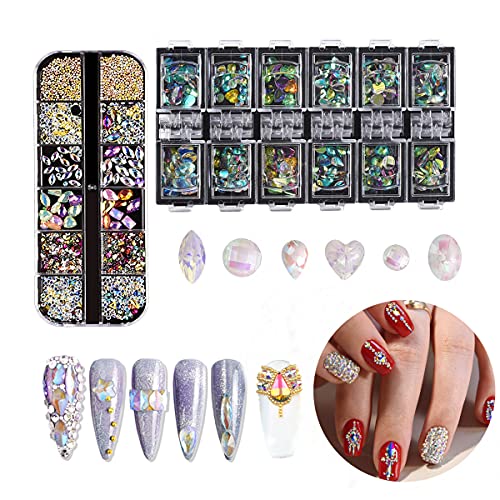 3d Окачване за Дизайн на ноктите AB Crystal Кристали, Акрилни Аксесоари за нокти с Набор от Диаманти с Различна форма на Плоска обратна Страна, Скъпоценни Камъни за нокти