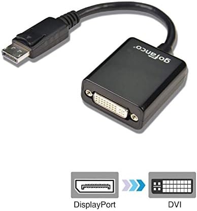 Displayport to DVI адаптер gofanco DisplayPort to DVI (черен) - адаптер DP to DVI за свързване на настолни / преносими компютри с поддръжка на DisplayPort за дисплеи DVI (DPDVI)