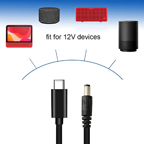 Захранващ кабел Tpenod C USB към DC 5.5 mm x 2,1 мм, вход USB Type C към зарядното кабел DC 12V Out, работи със зарядно устройство