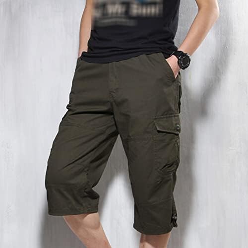 Мъжки къси Панталони-карго Дължина 3/4 Свободно Намаляване на Под Коляното, Тактически Капри, Къси Панталони Свободно Намаляване с