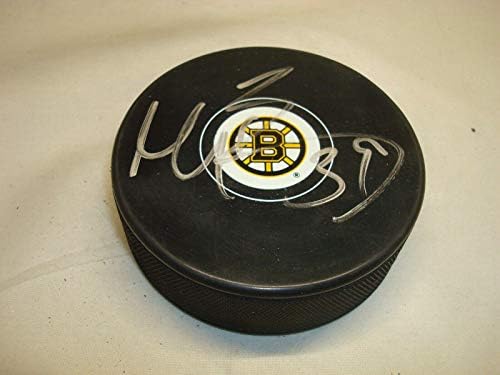 Мат Белески подписа хокей шайба Бостън Бруинс с автограф 1E - за Миене на НХЛ с автограф