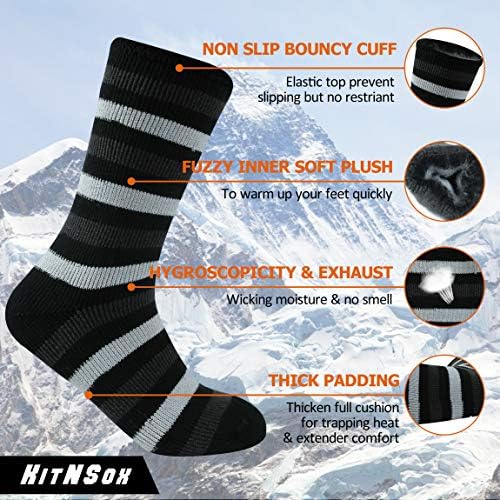 KitNSox Топли Термоноски Мъжки Дамски Зимни Дебели Изолирана Чорапи с Подгряване за по-Студено време