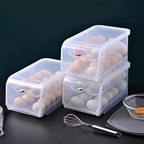 Кутия за съхранение в хладилник, домакински поставка за яйца, кухненски двуслойни кутия за съхранение на 40 клетки 0515 (оранжев цвят)