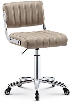 Столове за Маникюрного маса на Колела, Механично стол със Седалка от сива Изкуствена кожа, Регулируема височина 43-58 см, Поддържан тегло