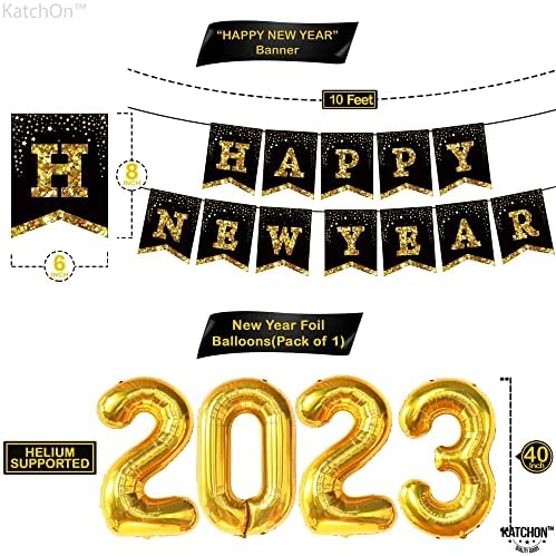 Очила честита Нова година 2023 - Опаковка от 12 броя | Златен Набор от бижута честита Нова година 2023 | Подпори за фотосесия в навечерието на Нова година 2023 | Очила в навеч