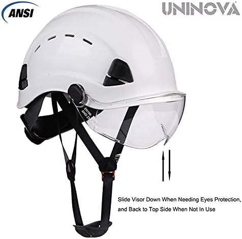 Защитна каска UNINOVA с козирка - Инсталиран Шумоподавляющая съединител за уши - Одобрен ANSI, идеален за строителство или работа с дърво