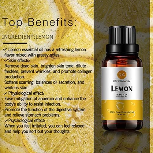 Етерично масло от Лимон (30 мл), Чисто Натурално Органично Ароматерапевтическое масло от Лимон за да се Дифузьор, Масаж,