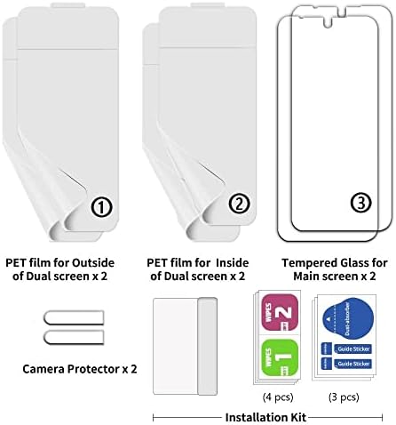 [2 серии по 8 бр] [2 закалени стъкло + 4 PET-фолио + 2 протектора за камера] за защитно фолио LG V60 5G ThinQ [идеален за двоен екран] е Съвместим със защитно фолио LG V60