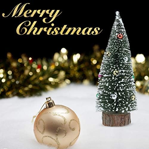 Amosfun 2 бр., Мини Коледно Дърво, Плот с Цветни Топки, Миниатюрни Коледно Дърво за Дома Магазин за Декорация на масата, Подарък за