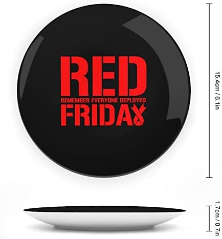 R. E. D не Забравяйте Всички Разгъната Червена Петък Реколта Декоративна Чиния от Костен Порцелан със Стойка За Дисплея на Хубава Чиния Подарък