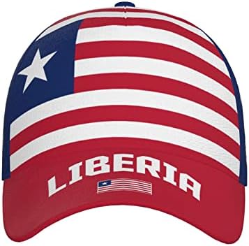 ДАБОЙОЖЖ Флаг на Либерия Либерийская Бейзболна Шапка 3D С Пълна Принтом За Възрастни Унисекс Регулируема Шапка Футболни Патриотични Шапки S