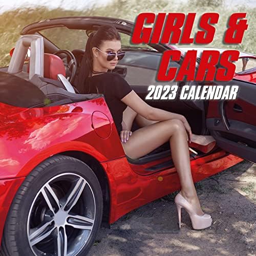 Квадратен Стенен календар за 2023 година - Момиче и Автомобили, Месечен преглед на 12 x 12 Инча на 16 месеца, Предоставена тема