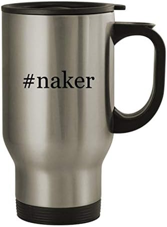 Подарък дрънкулки #naker - Пътна Чаша от Неръждаема Стомана с тегло 14 грама, сребрист