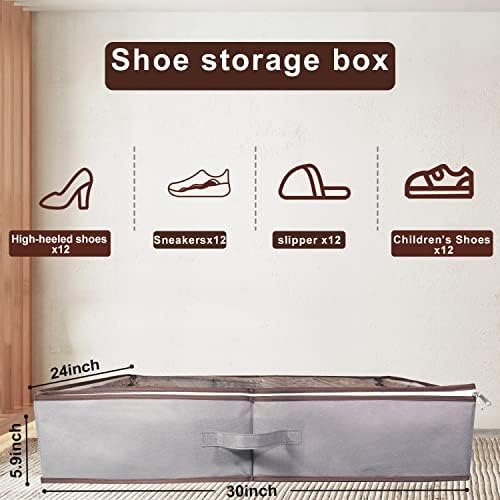 Чанта за съхранение на обувки, Чанти за съхранение на играчки, постелки за под леглото, Сгъваем Органайзер за съхранение на обувки с подсилена дръжка и обков-светка