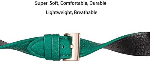 Gitalian е Съвместим с каишка на Apple Watch 38 мм 40 мм 41 мм 42 мм 44 мм 45 мм, взаимозаменяеми каишка от естествена кожа, съвместим с iWatch Series 7 6 5 4 3 2 1 SE (горски зелен/розово злато, 38 ?