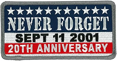 Оригинални известните ленти и апликации 9/11 - Никога не забравяйте 20-та годишнина от 11 септември 2001 г., Нашивка - Гладка топлинно запечатване основа с висока нишка, Пр
