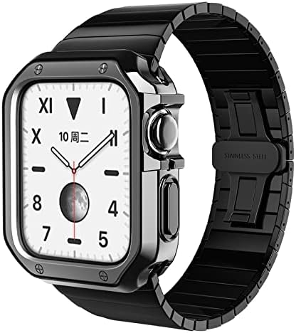 Каишка от неръждаема стомана TEXUM + Силиконов калъф за Apple Watch Band 45 41 44 40 38 мм 42 мм, рамка-броня за iwatch Series