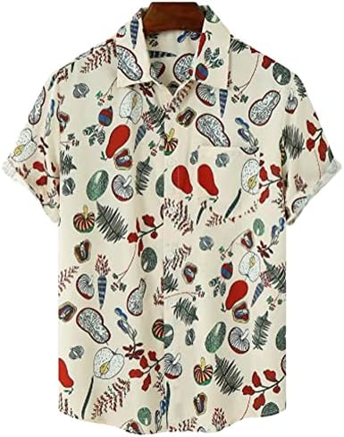 Мъжка риза с принтом PAODIKUAI, Копчета, С Къс Ръкав, Скъпа Хавайска Риза с Гъби