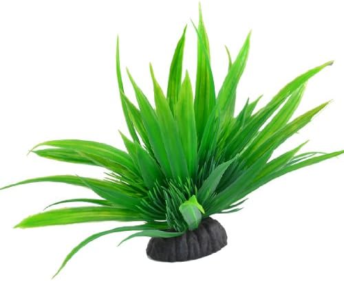 Пластмасов Декоративно растение с Дълги листа Jardin на Керамични база за Аквариум с височина 4,9 инча, Зелено