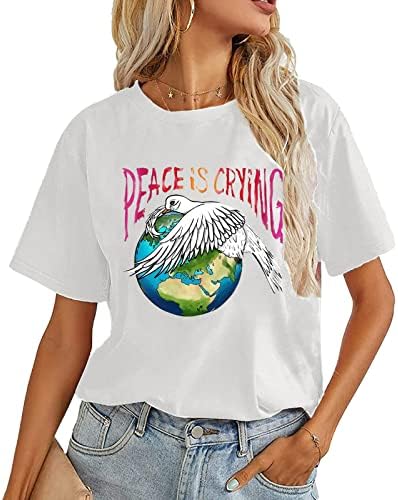 NOKMOPO/ Ризи за Жени, Секси Ежедневна Мода Лято Свободна Тениска с кръгло деколте и къси ръкави