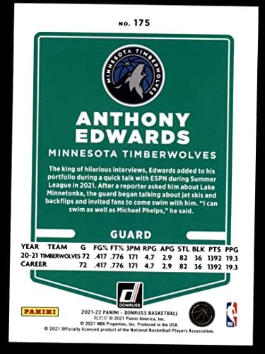 2021 Донрусс 175 Антъни Едуардс Минесота Тимбъруулвс (баскетболно карта) в Ню Йорк/MOUNT Тимбъруулвс