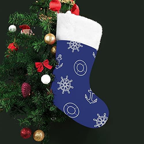 Морската Тъмно Синьо Котва Коледни Чорапи, Коледни Чорапи Чанта За Дома Семеен Коледен Декор