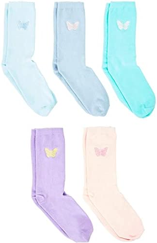 Чорапи Zodaca Butterfly Crew, за жени или момичета (5 цвята, Един размер, 5 двойки)